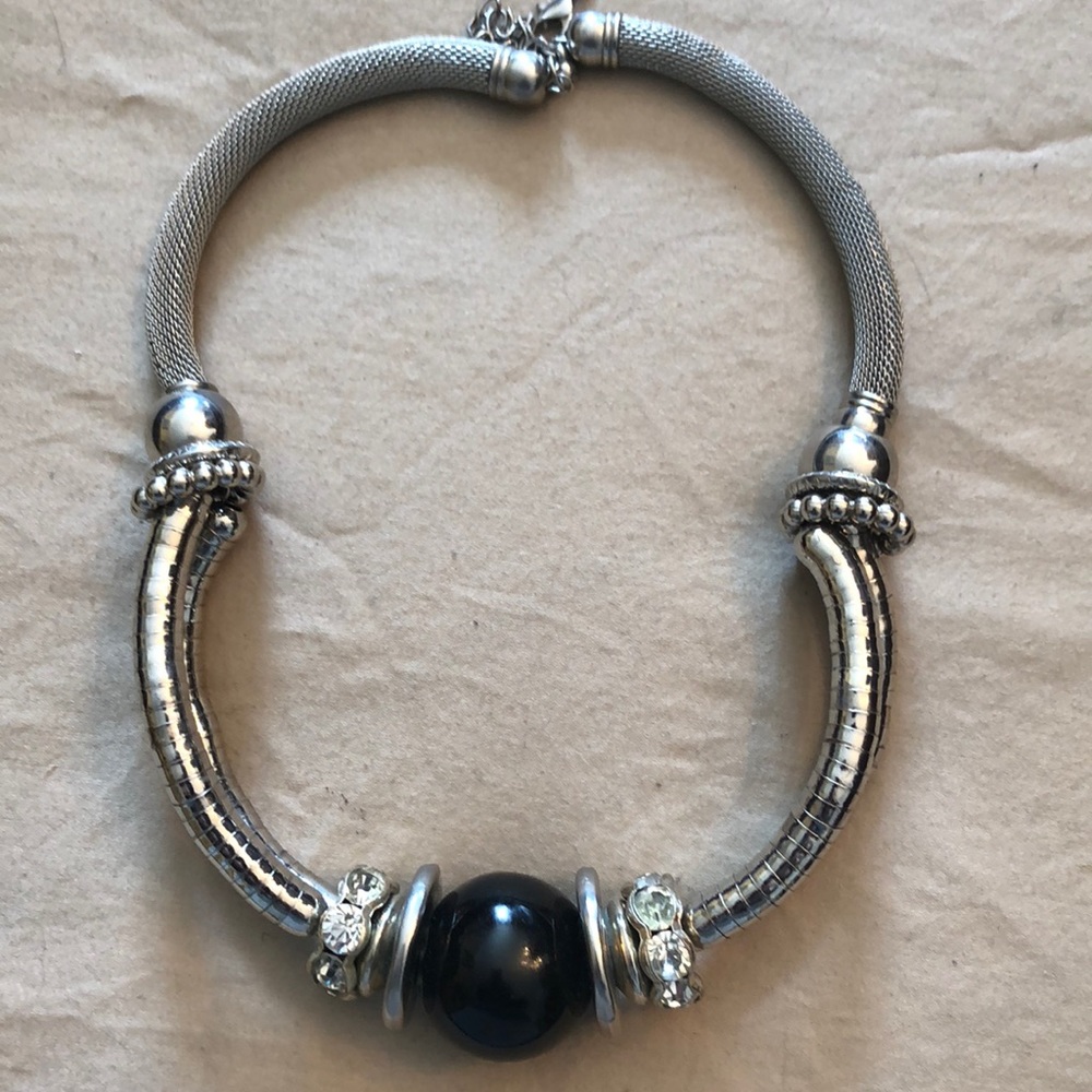 Chunky silver statement necklace